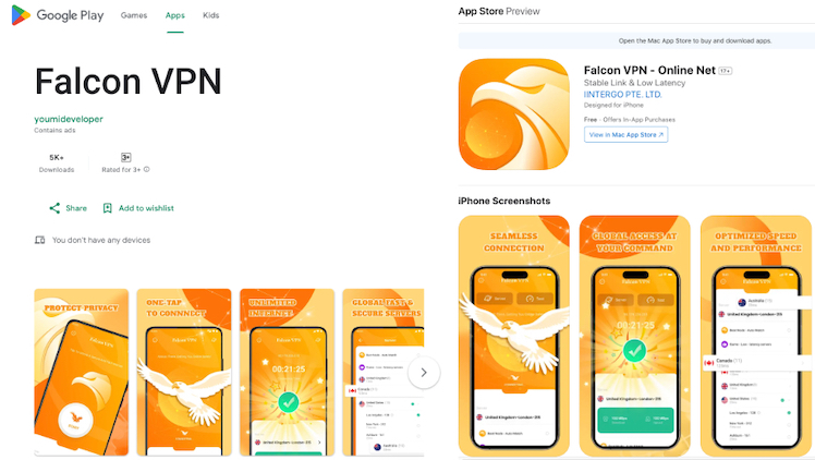 Use Falcon VPN access to Temu