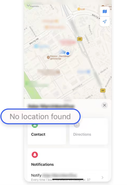 No location found error message