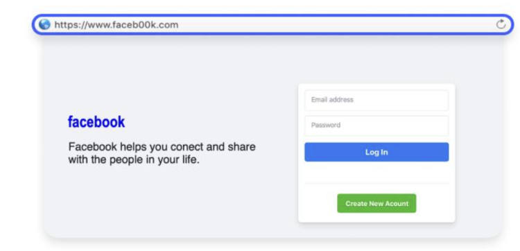fake website imitating facebook login page