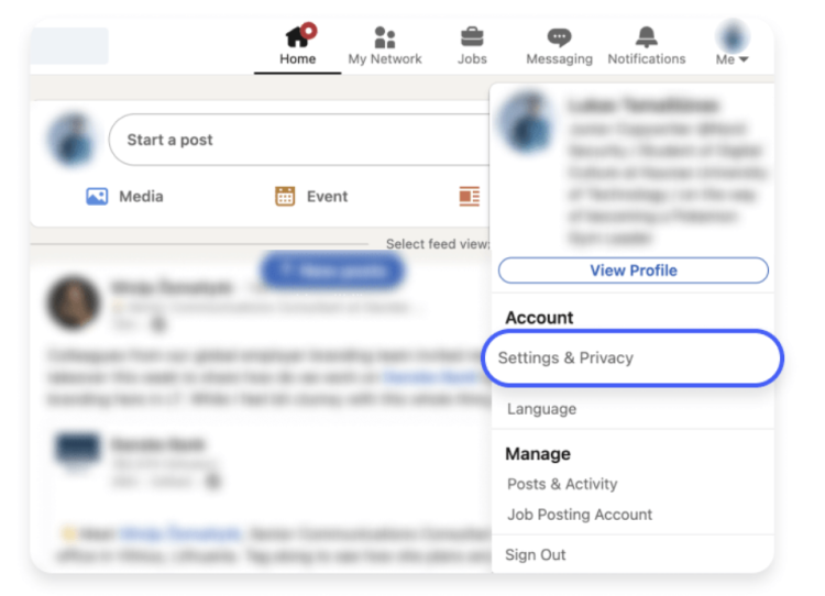 “Settings & privacy”