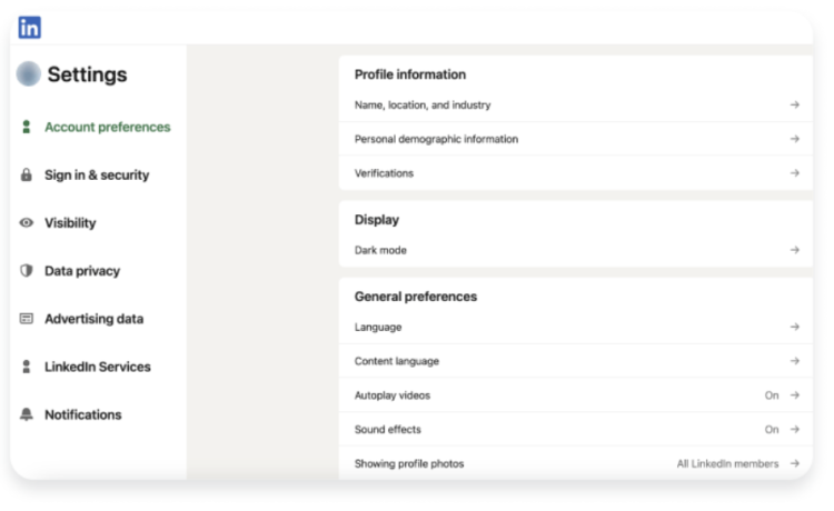 Account preferences