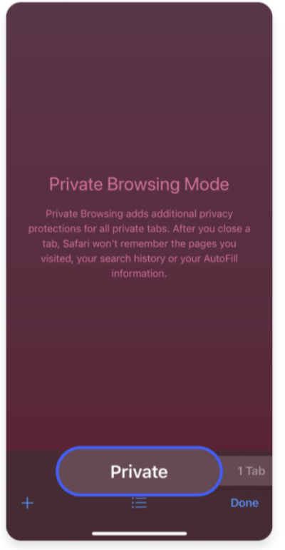 Swipe to the Private tab group