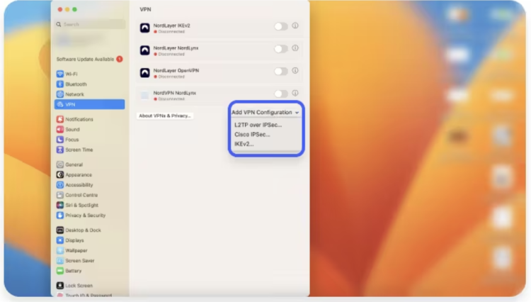 how to set up VPN mac