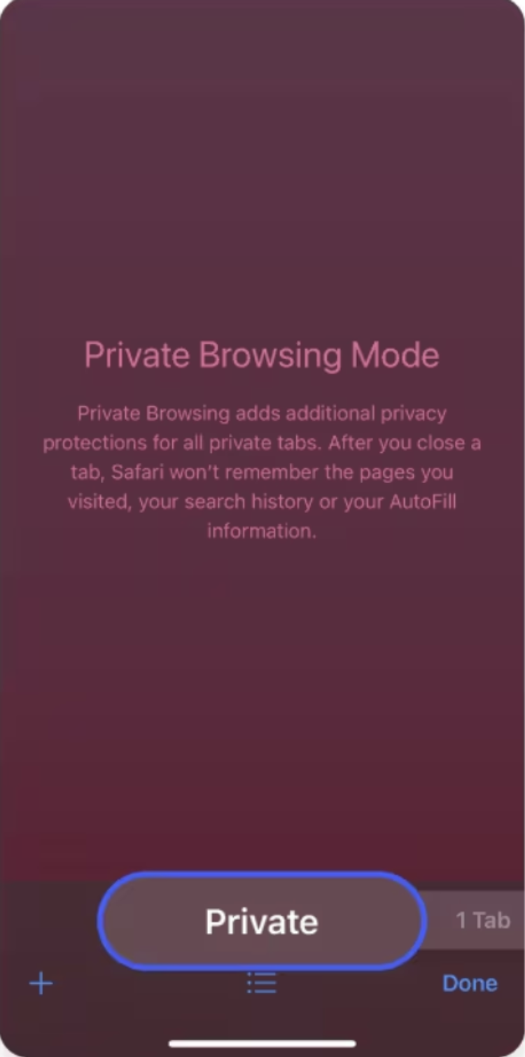 Swipe to the “Private” tab group button and tap it. Then tap the tab you want to open.