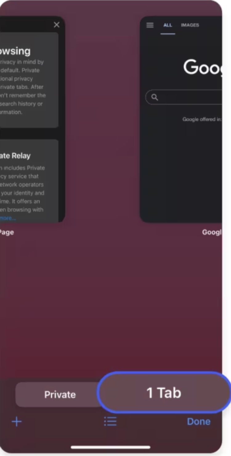 Tap the regular tab button